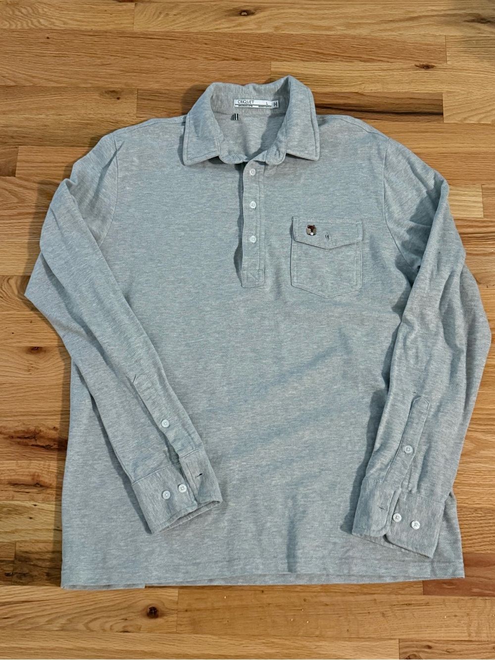 Criquet Long Sleeved Gray Polo - Size L